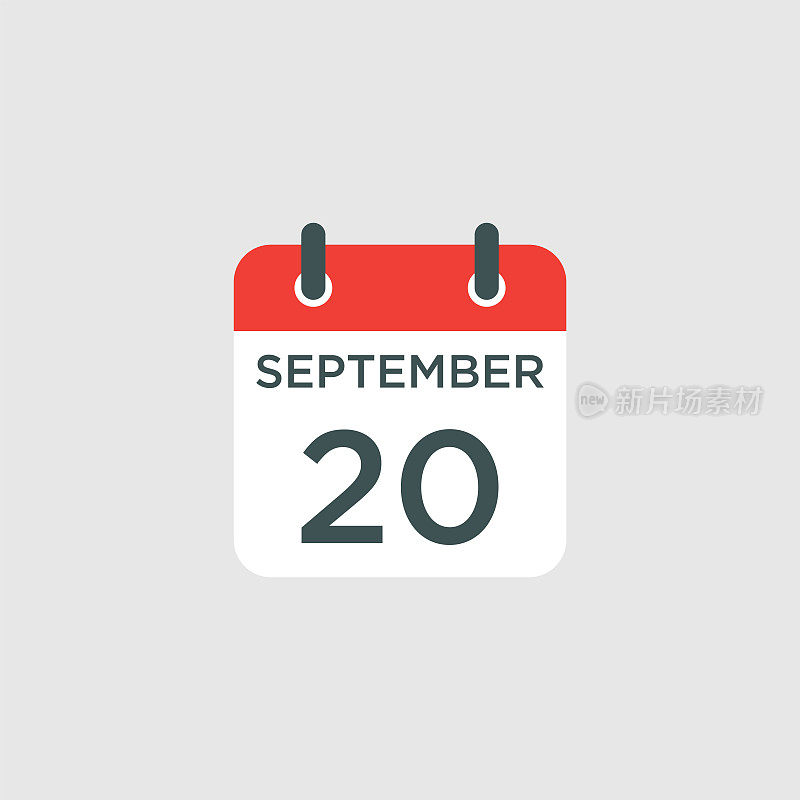 日历- 9月20日图标插图孤立向量符号符号